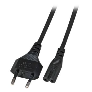 Notebook power cable Euro - C7 180°, black - 1