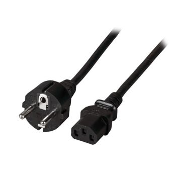 Захранващ кабел Schuko CEE7/7 180° - C13 180°,10A, черен - 1