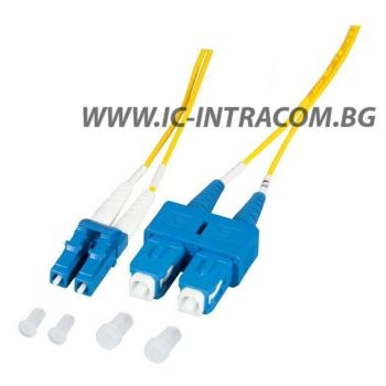 Оптична пач корда LC/UPC-SC/UPC Сингъл мод 9/125 дуплекс, 2 мм кабел Conneu